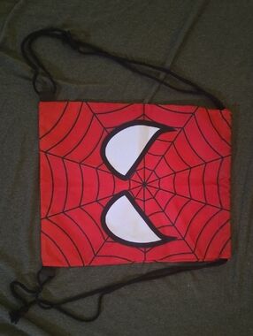 Red Spider-Web Drawstring Bag And Comfy Socks